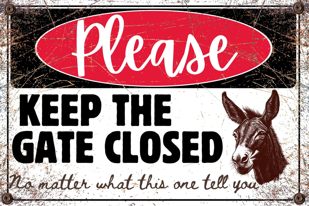 Personalized Farm Animal Gate Sign: Funny Distressed Aluminum Decor