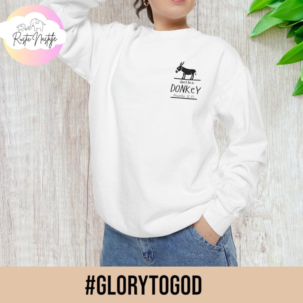 Donkey Christian Sweatshirt: Retro Jesus Faith Gift