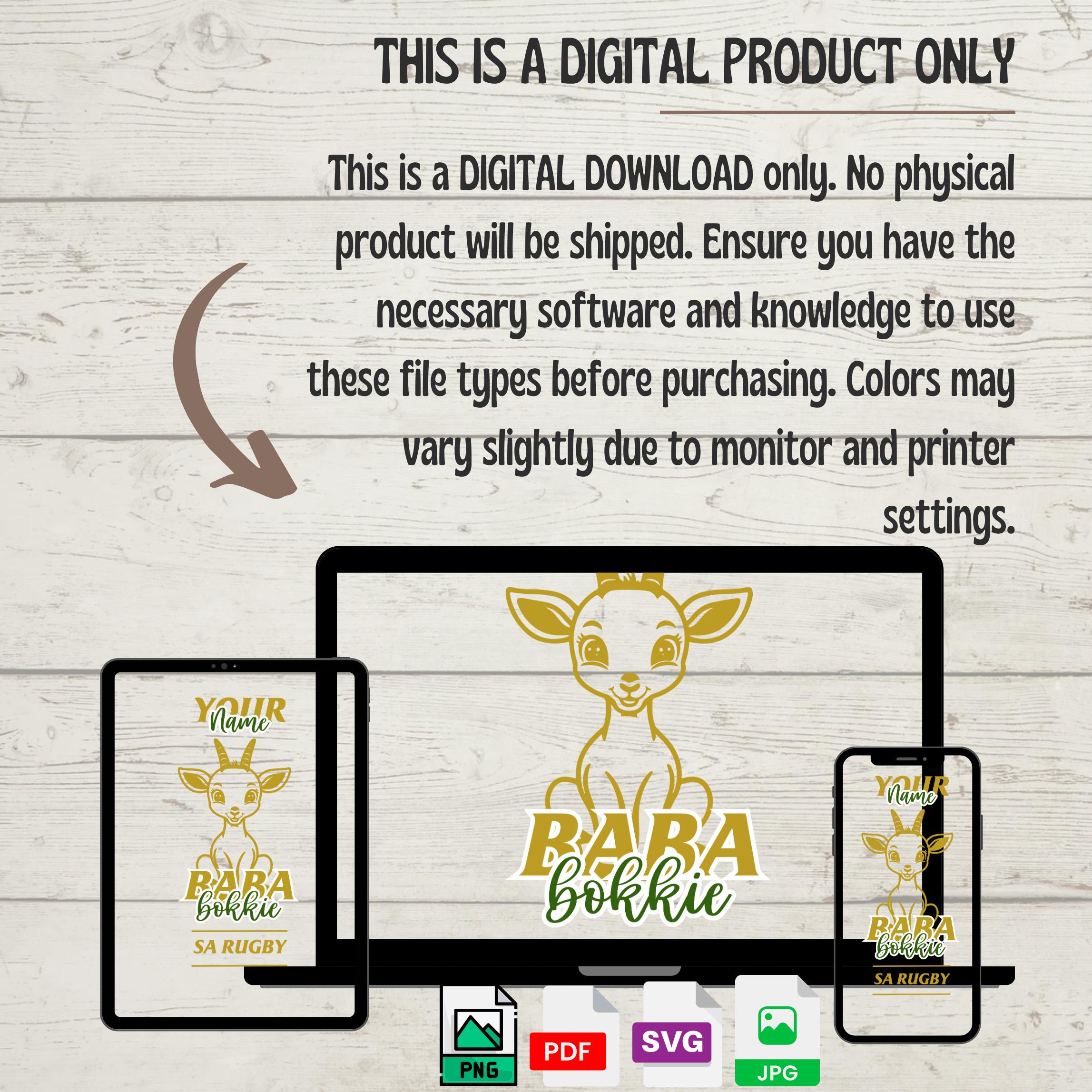 Personalized Baba Bokkie SA Rugby Design: Editable Canva Template (SVG, PNG Digital Download