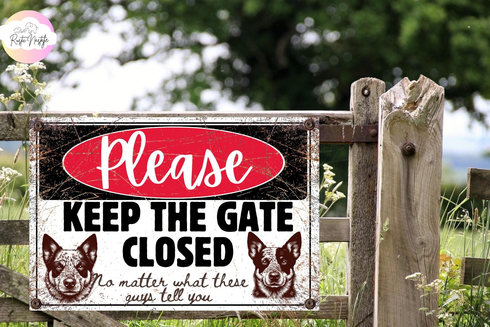 Rustic Farm Metal Sign, Funny Goat Pit Bull Gate Art