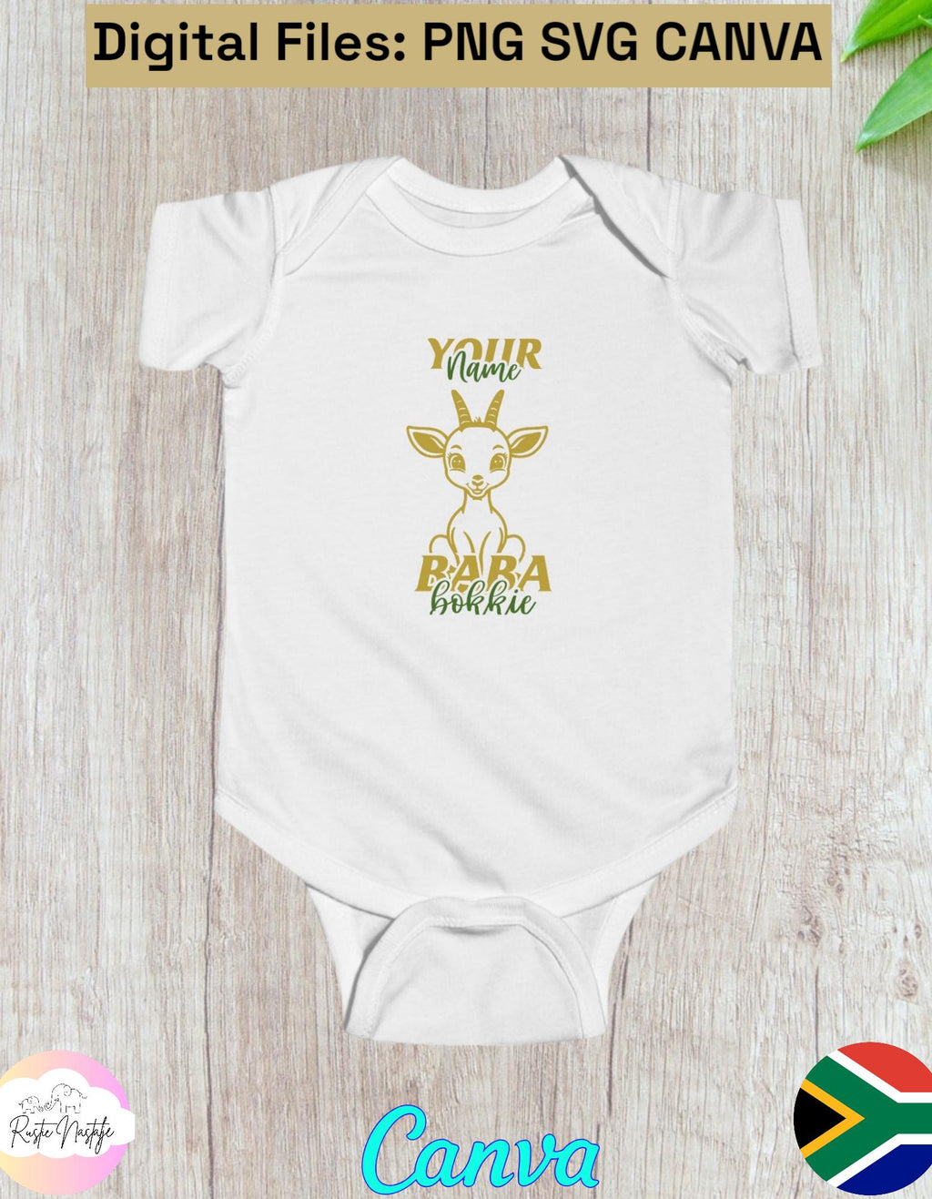 Personalized Baba Bokkie Baby T-Shirt: South African Rugby Fan