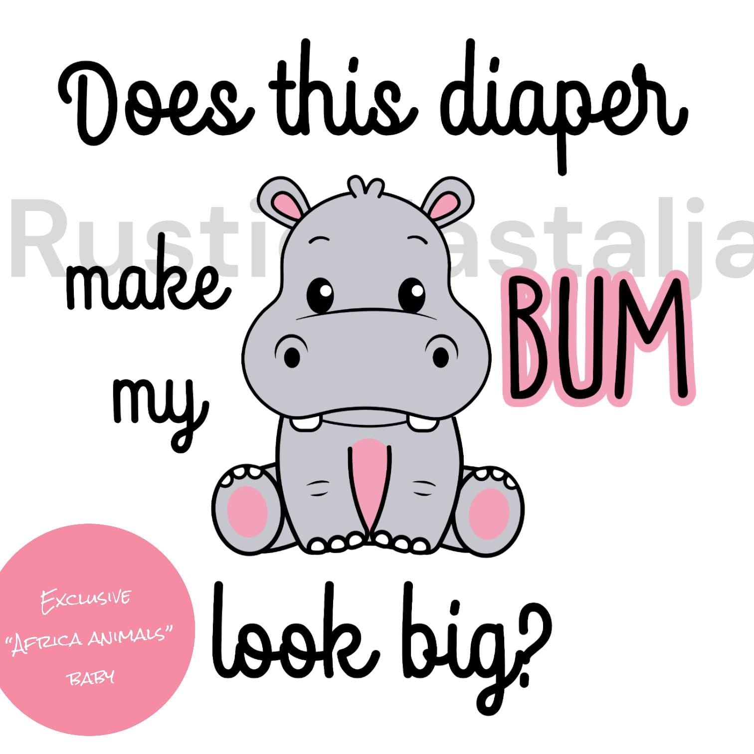 Hippo 'Big Bum' Baby Onesie, Funny Baby Shower Gift