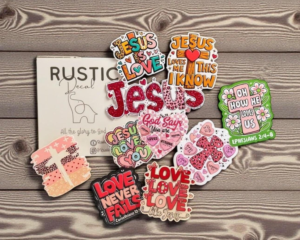 Christian Valentine's Day Stickers, Bible Verse Decals (Set of 10)