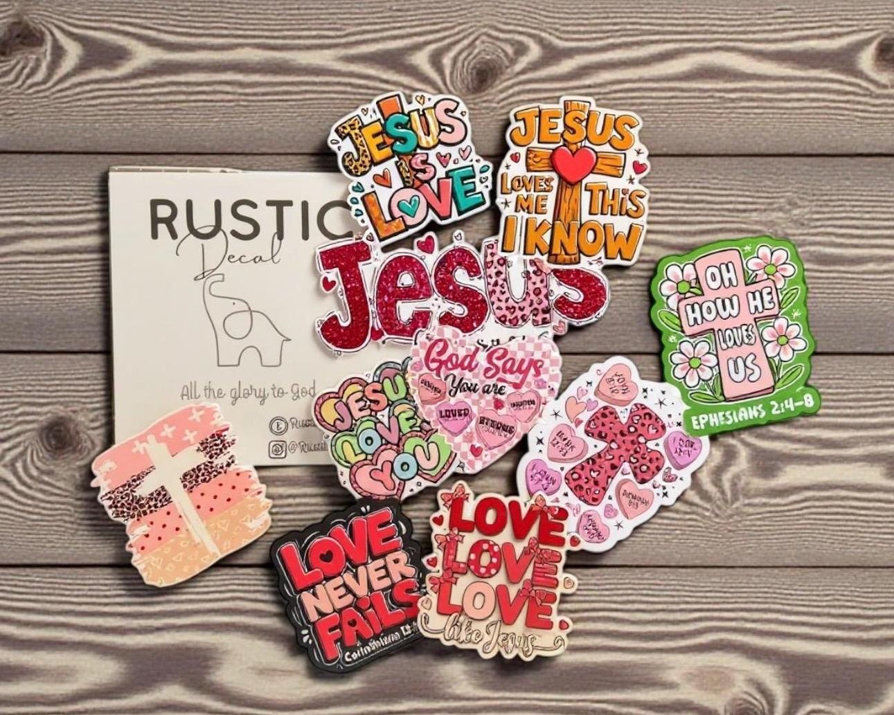 Christian Valentine's Day Stickers, Bible Verse Decals (Set of 10)