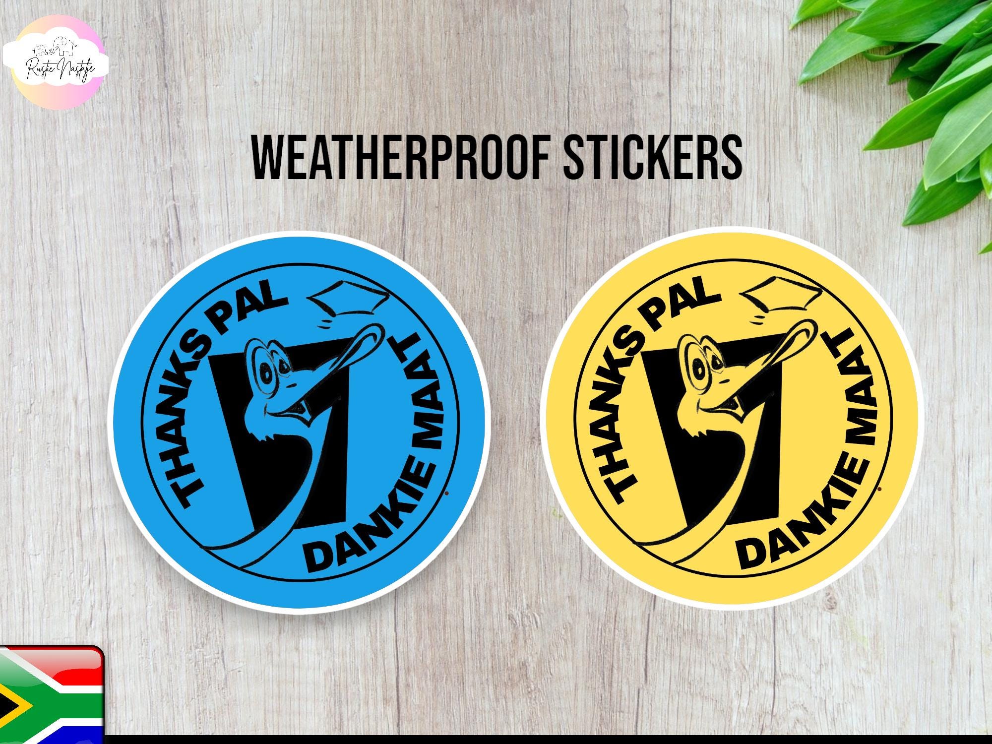 Funny Ostrich Garbage Can Stickers: South African Nostalgia Decals