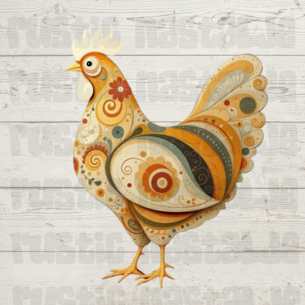Folk Art Rooster PNG Clipart: Farmhouse Animal Designs (Digital Download)
