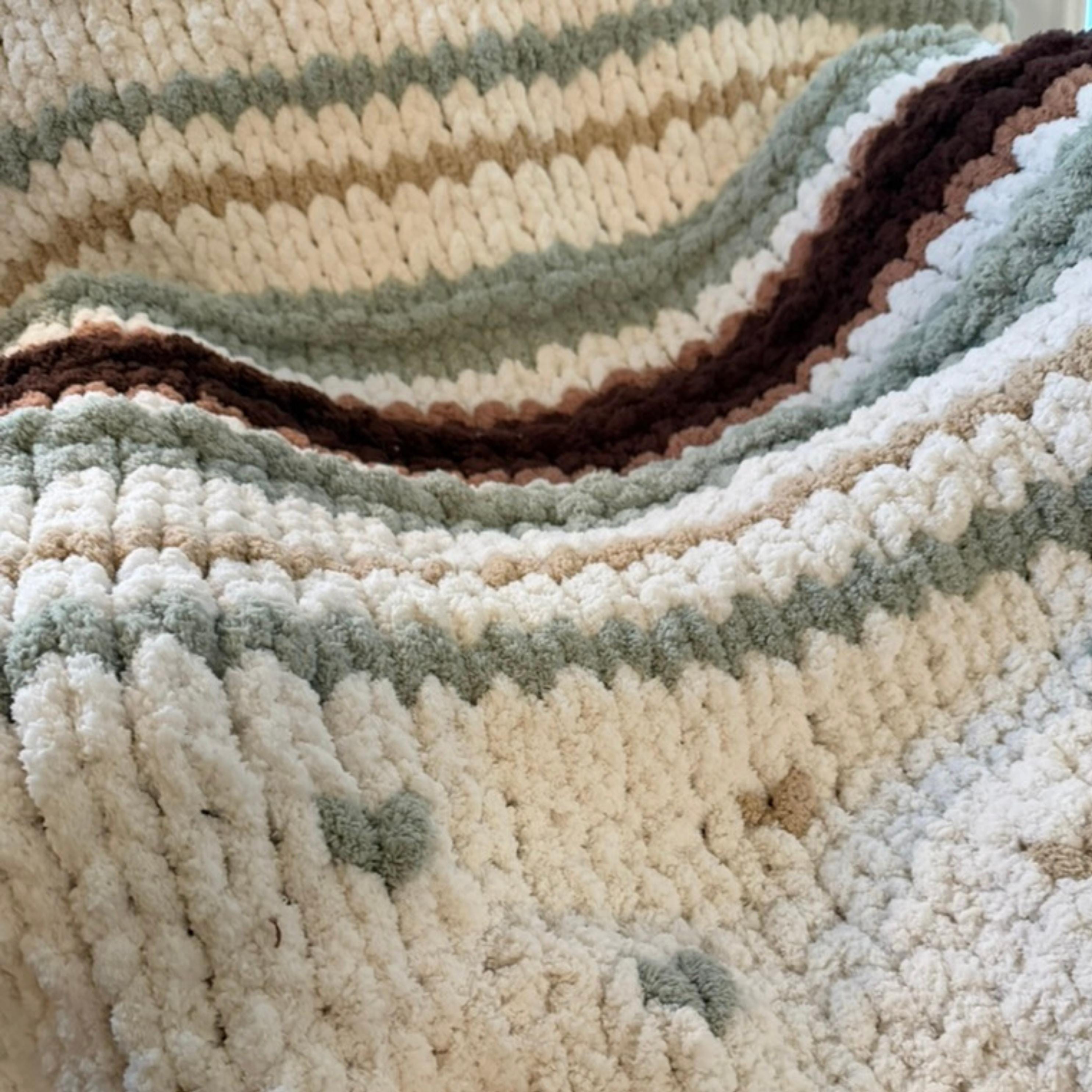 Handmade Chunky Chenille Baby Blanket, Sage Green Forest Nursery Decor, Personalized Leather Patch