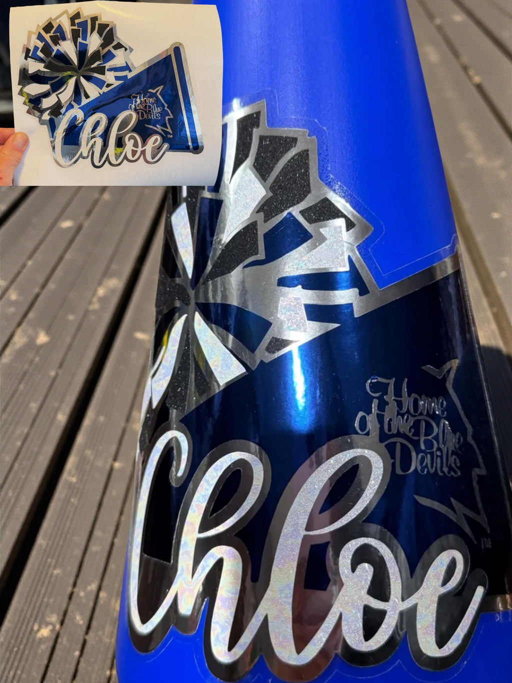 Custom Glitter Cheer Decal: Personalized Megaphone, Team Colors