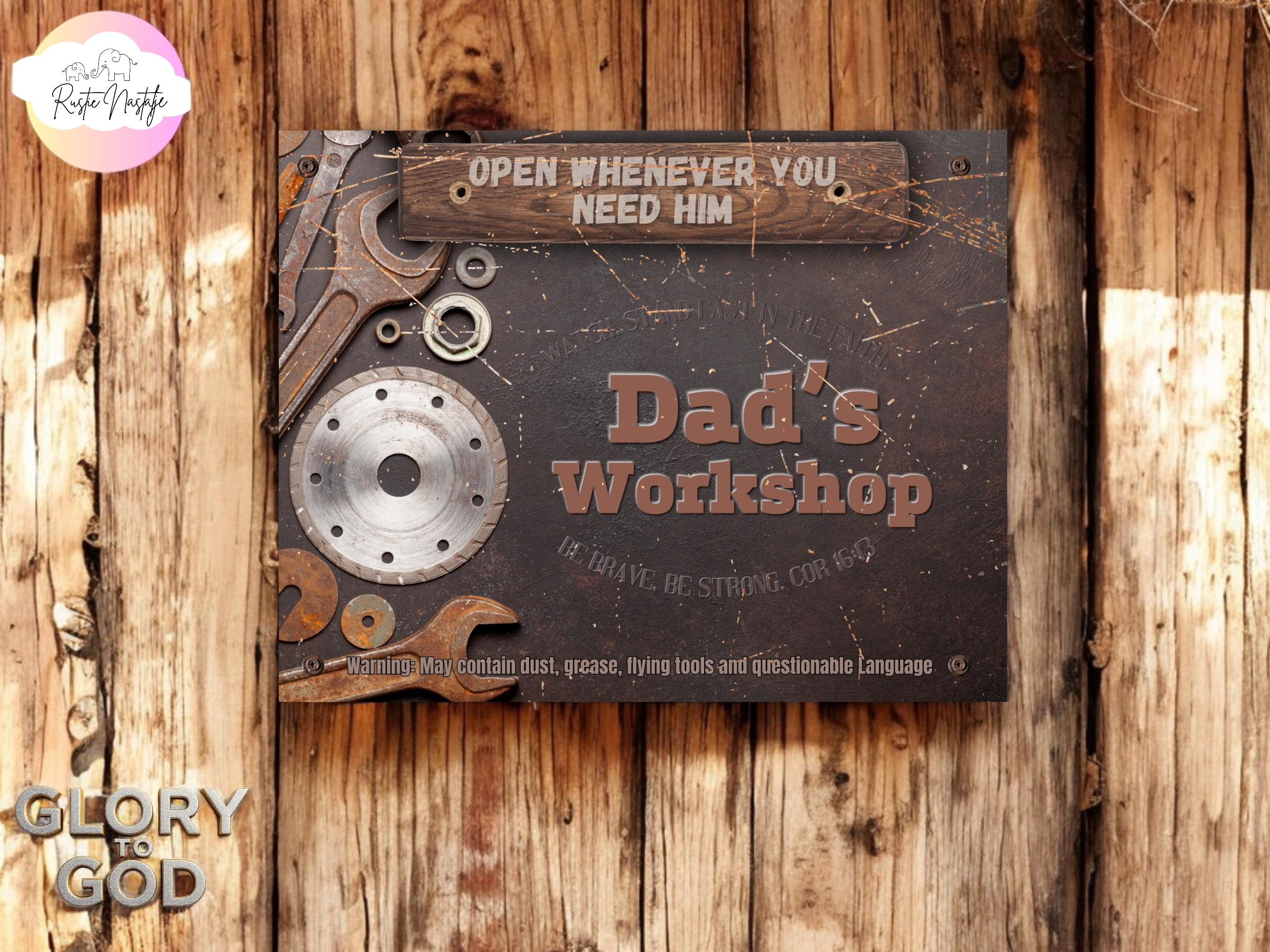 Custom Metal Workshop Sign: Vintage Garage Decor for Dad