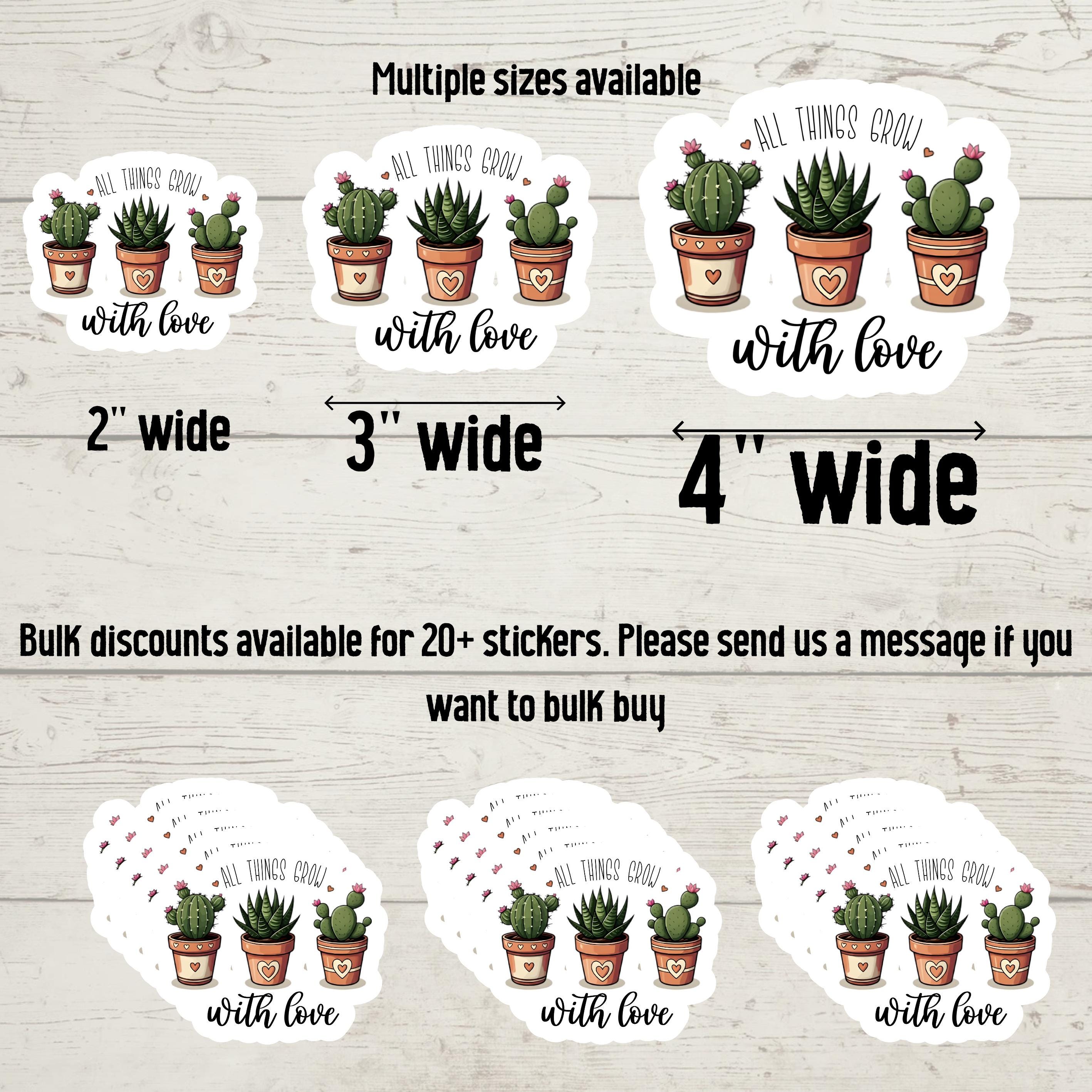 Cactus Plant Lover Sticker: "All Things Grow With Love" Vinyl Decal
