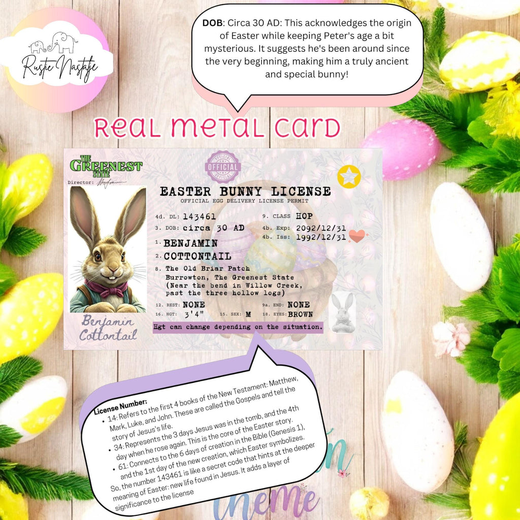 Easter Bunny License: Benjamin Cottontail Metal Card