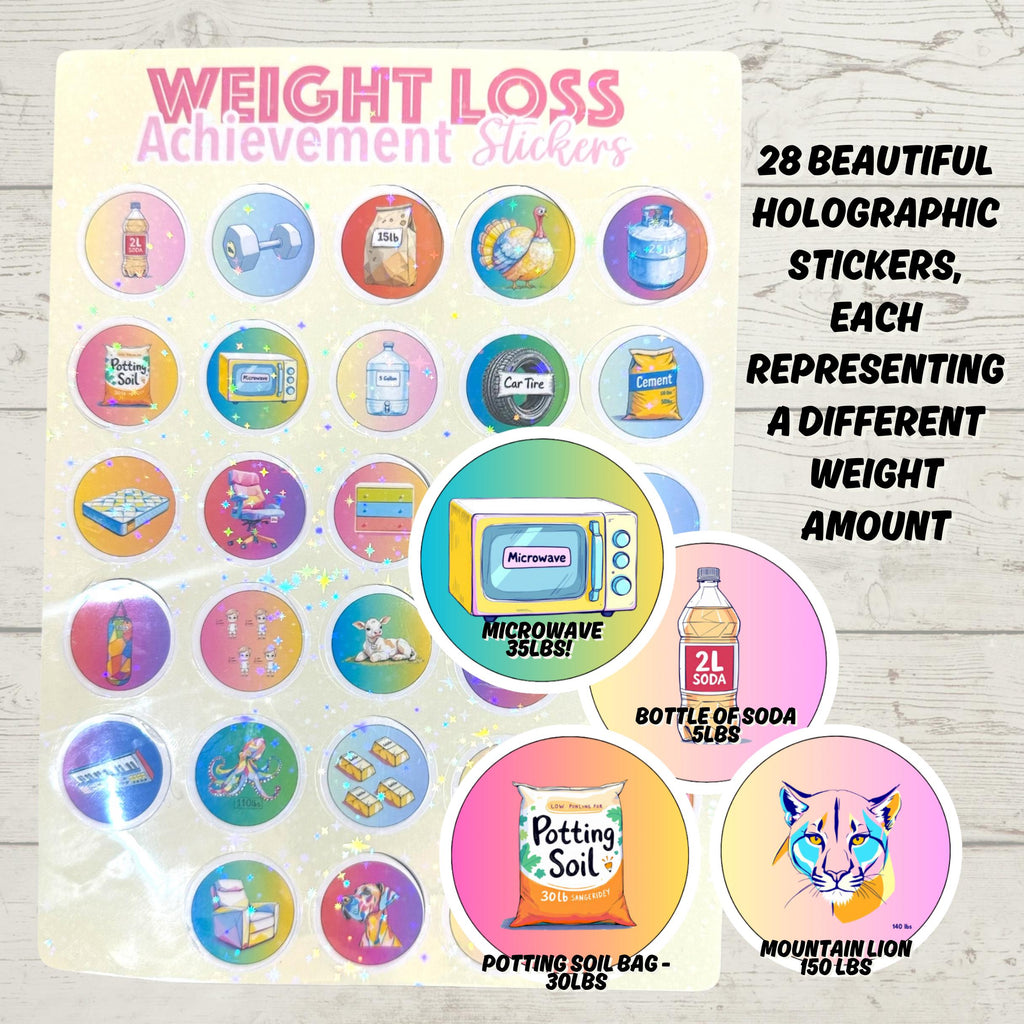 Weight Loss Holographic Stickers: Milestone Tracker, Diet Gift