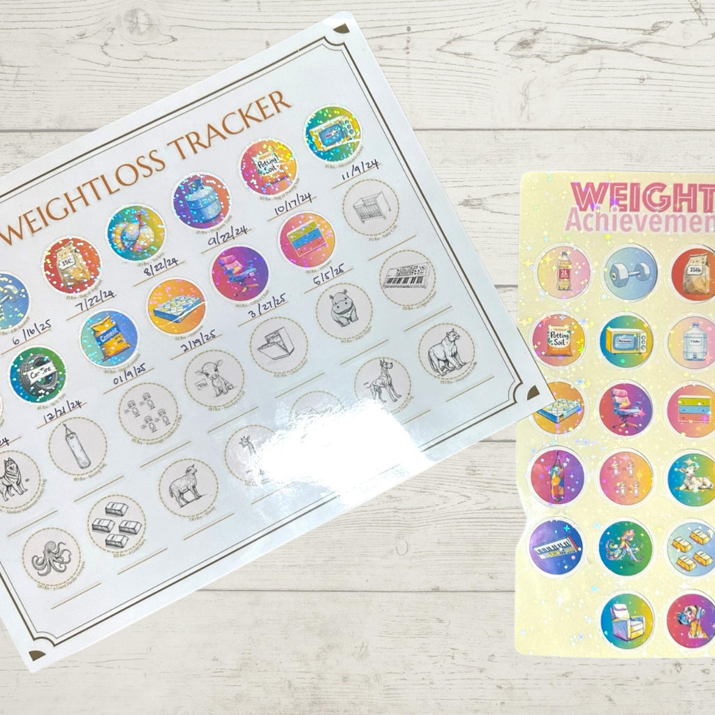 Diet Milestone Gift: Holographic Weight Loss Tracker and Stickers Set