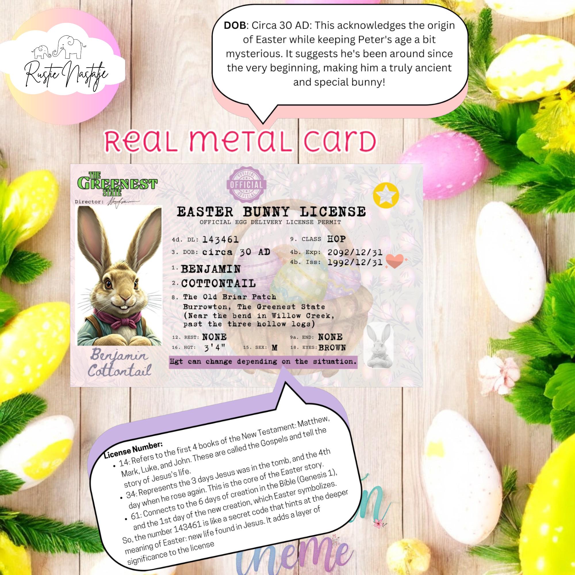 Easter Bunny License Metal Card: Collectible Easter Gift