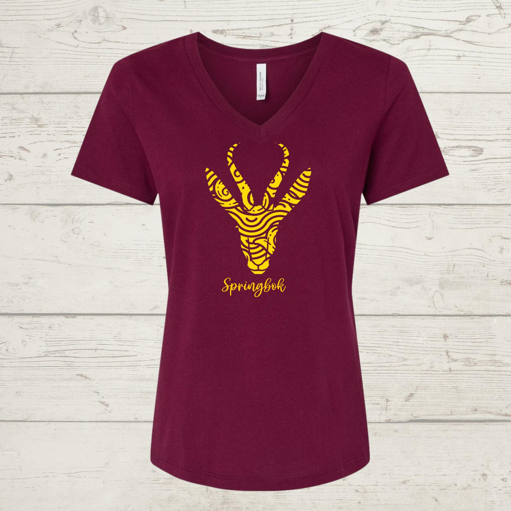 Women's Springbok V-Neck T-Shirt: South African Rugby Fan Tee