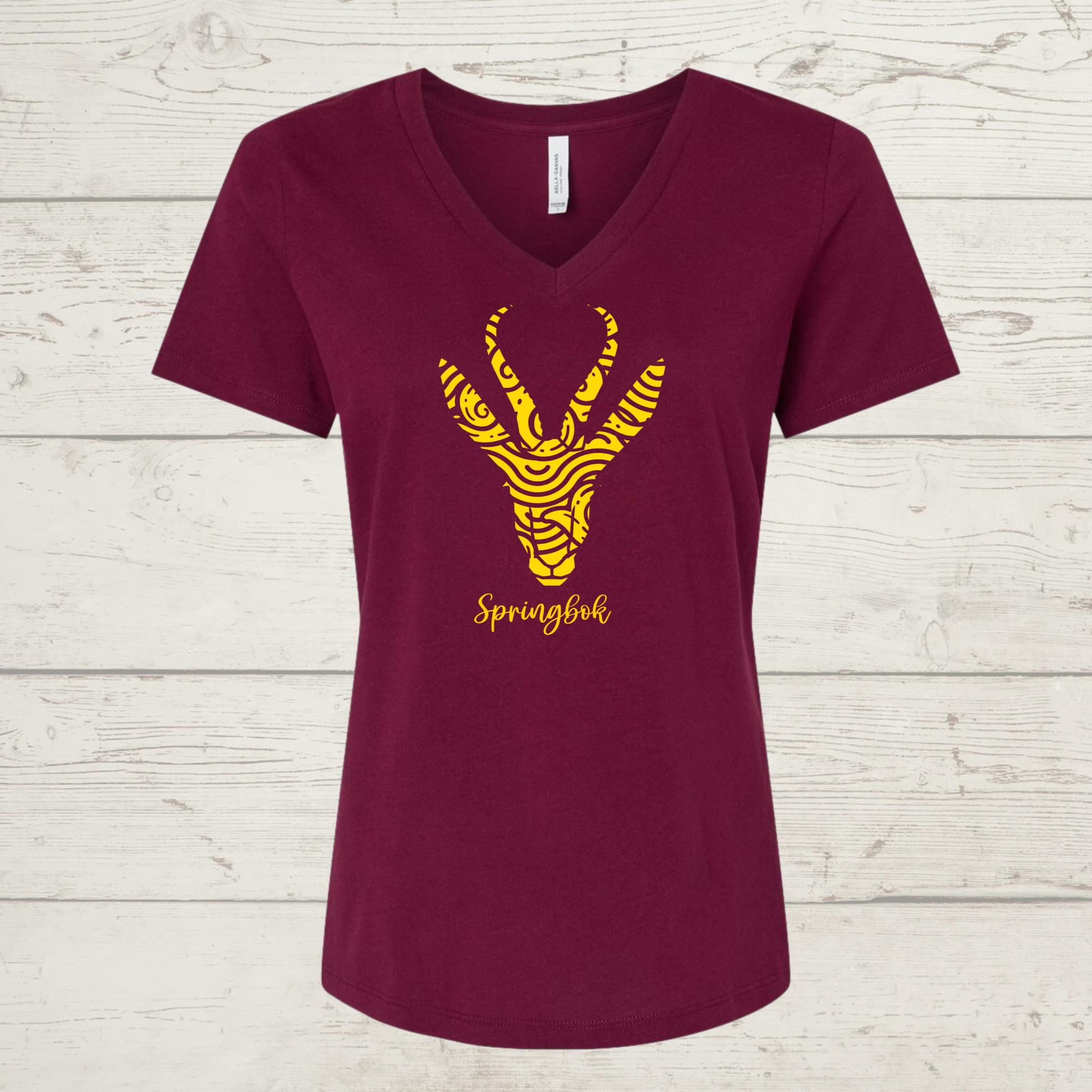 Women's Springbok V-Neck T-Shirt: South African Rugby Fan Tee
