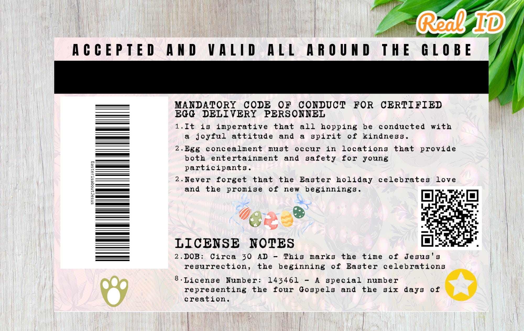 Easter Bunny License Metal Card: Collectible Easter Gift