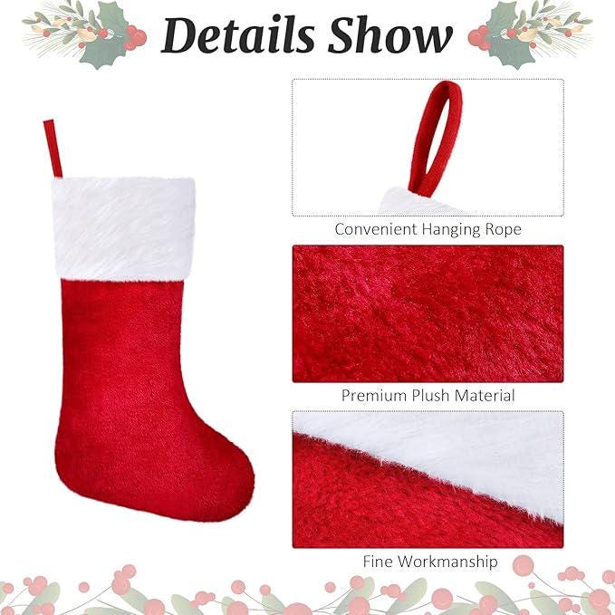 Personalized Christmas Stocking: Red Plush Glitter Monogram