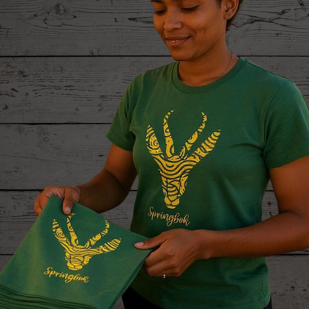 Springbok Rugby T-Shirt: South Africa Supporter Tee, African Tribal Design