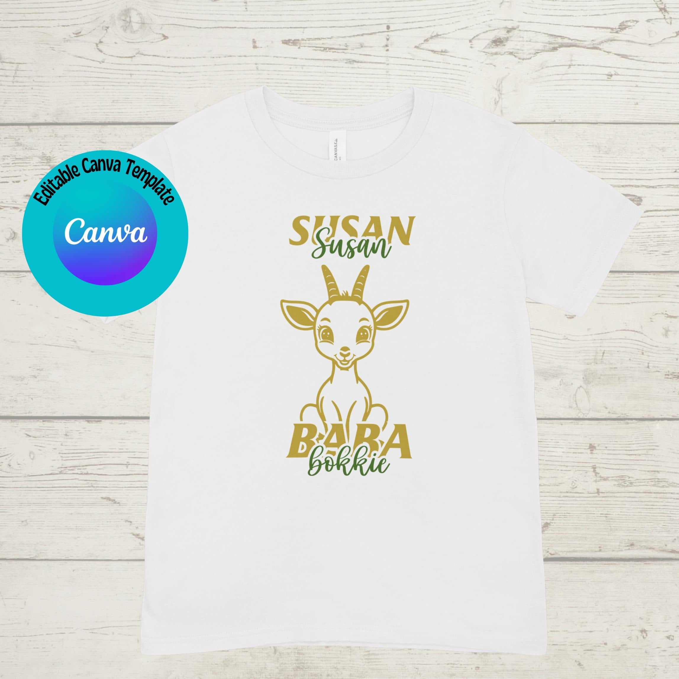 Personalized Baba Bokkie SA Rugby Design: Editable Canva Template (SVG, PNG Digital Download