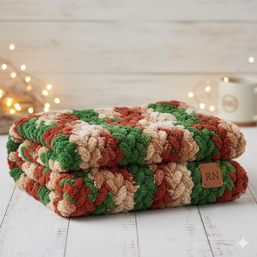 Personalized Monogram Chunky Knit Chenille Blanket Christmas gift