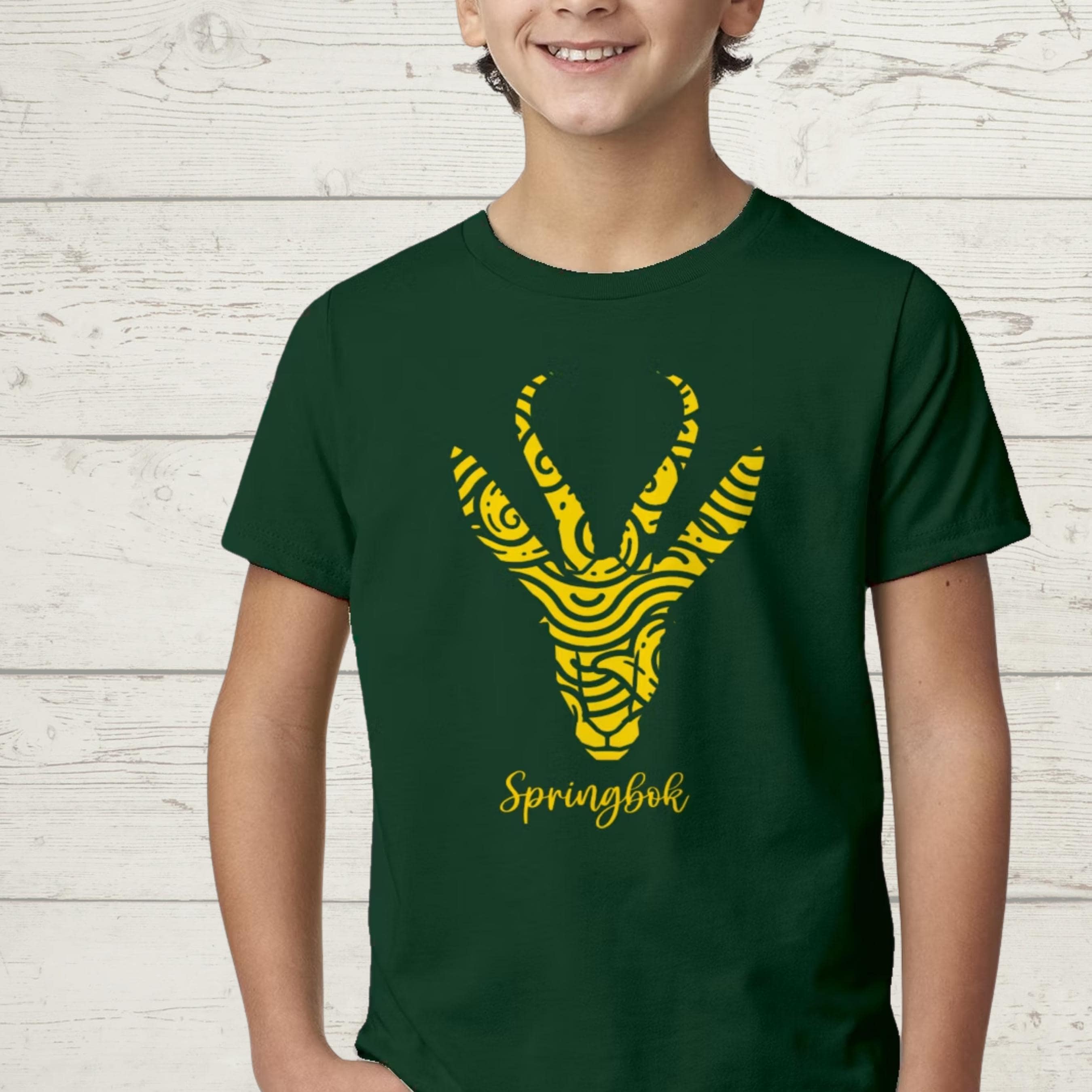 South Africa Rugby Kids T-Shirt: Springbok Supporter Green & Gold