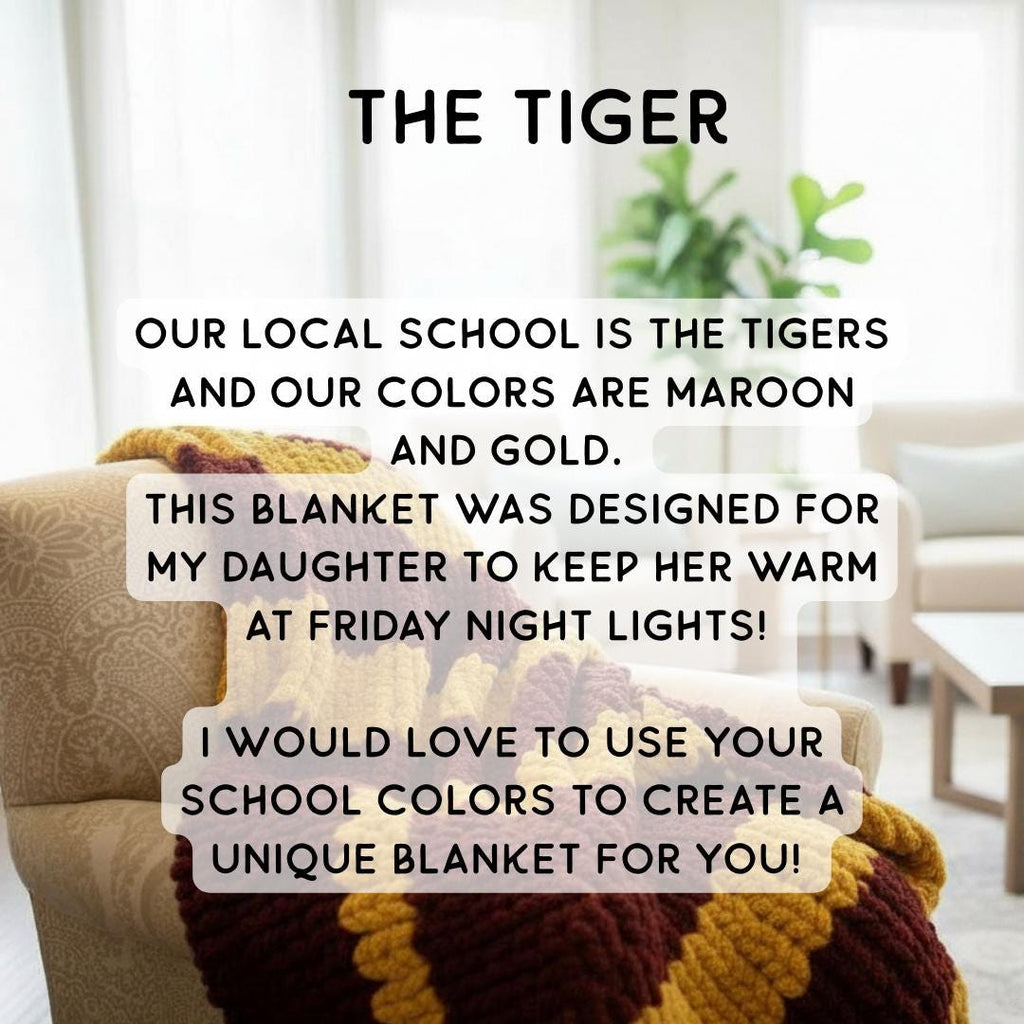 Personalized Chunky Knit School Spirit Blanket, Maroon and Gold Team Colors