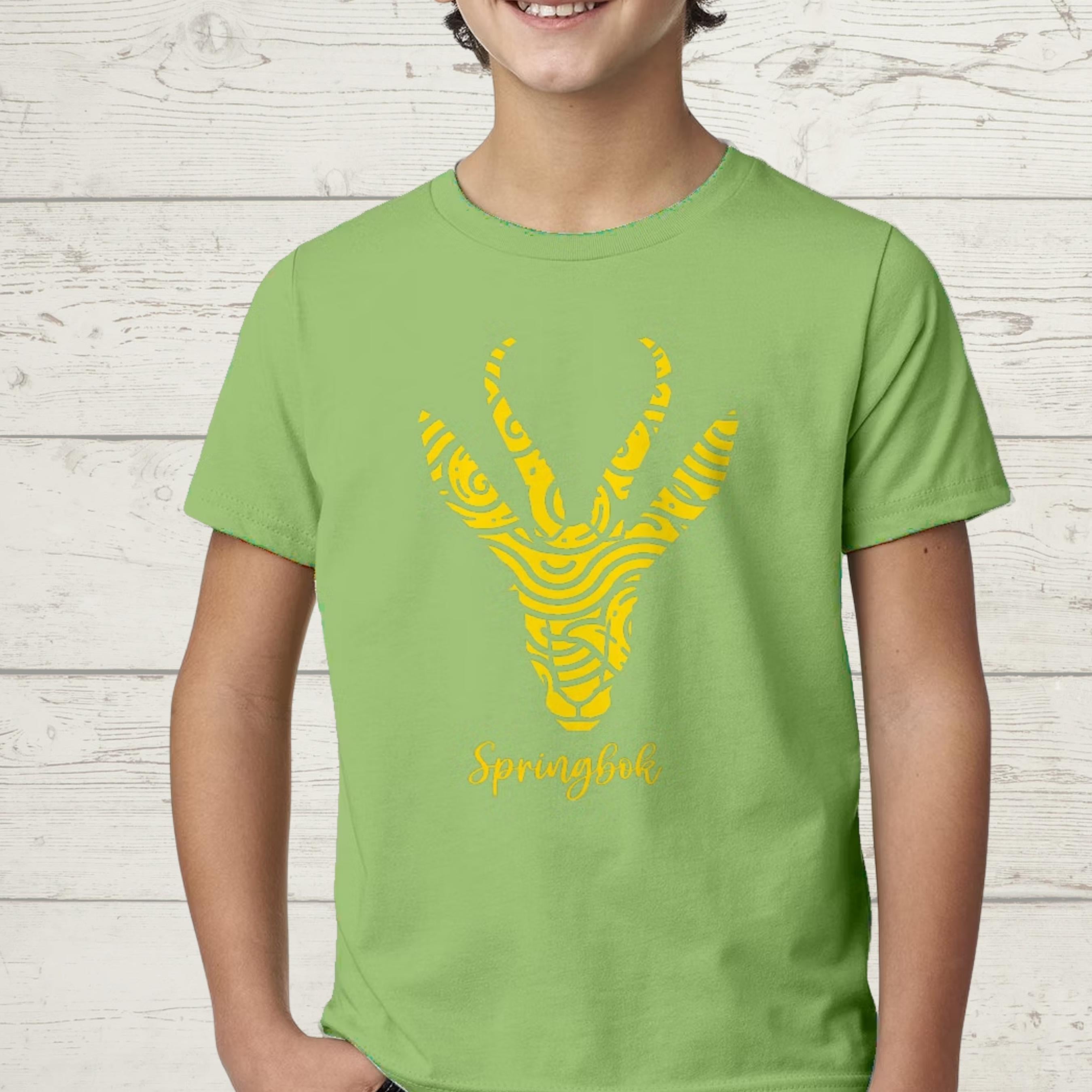 South Africa Rugby Kids T-Shirt: Springbok Supporter Green & Gold