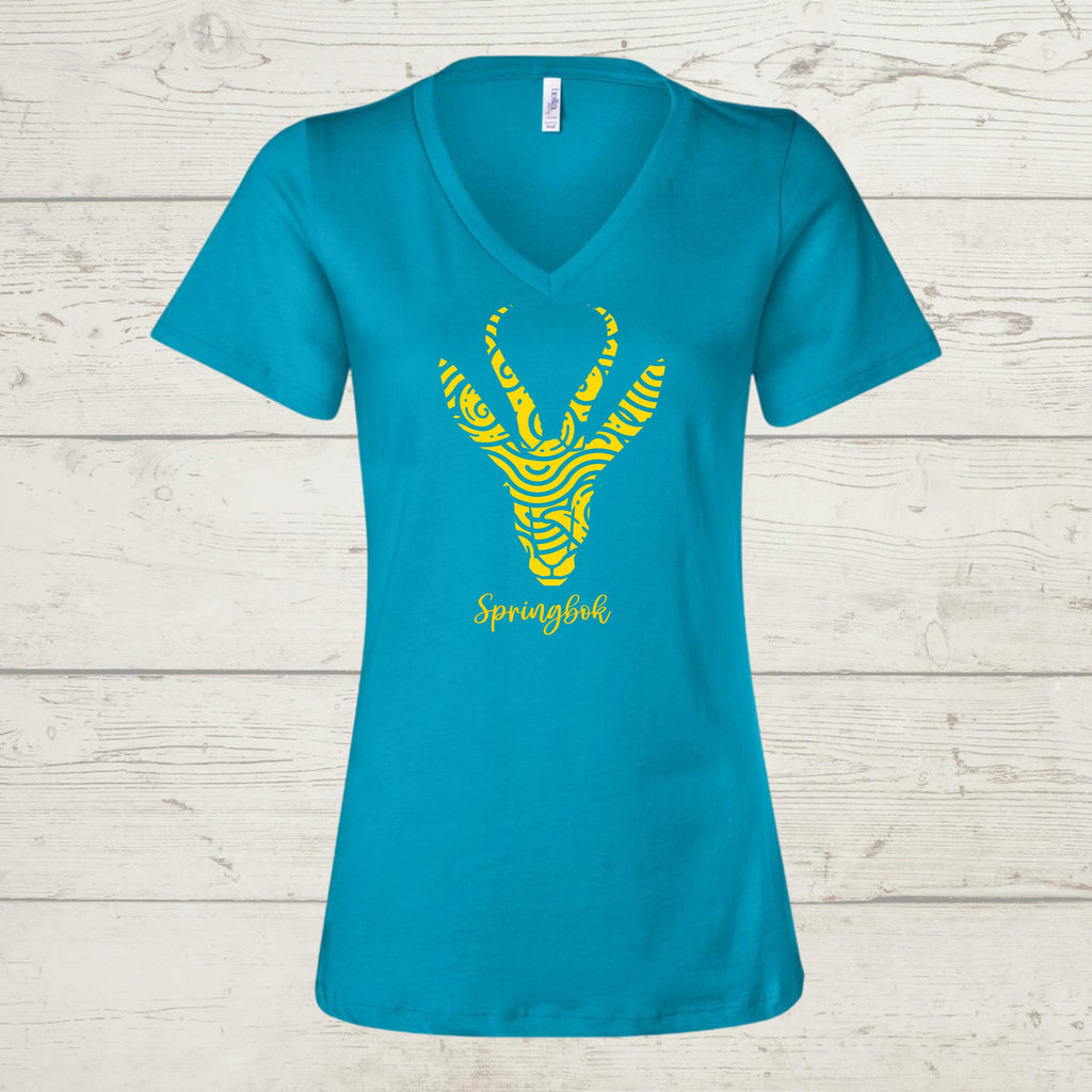 Women's Springbok V-Neck T-Shirt: South African Rugby Fan Tee