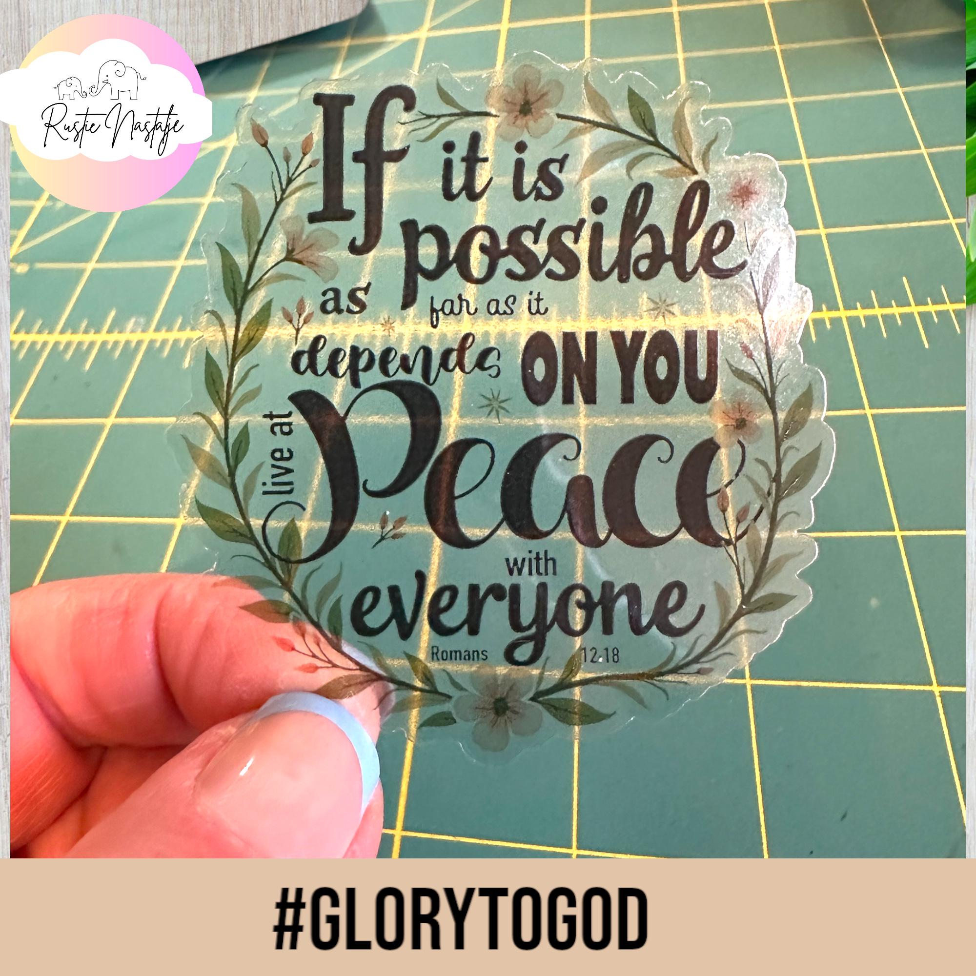 Live at Peace Christian Sticker: Waterproof Vinyl Decal