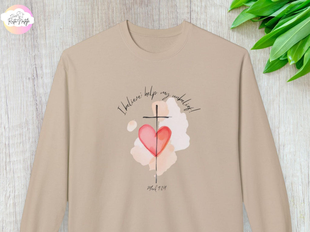 Christian T-Shirt: Watercolor Cross Heart Design, Mom Faith Tee
