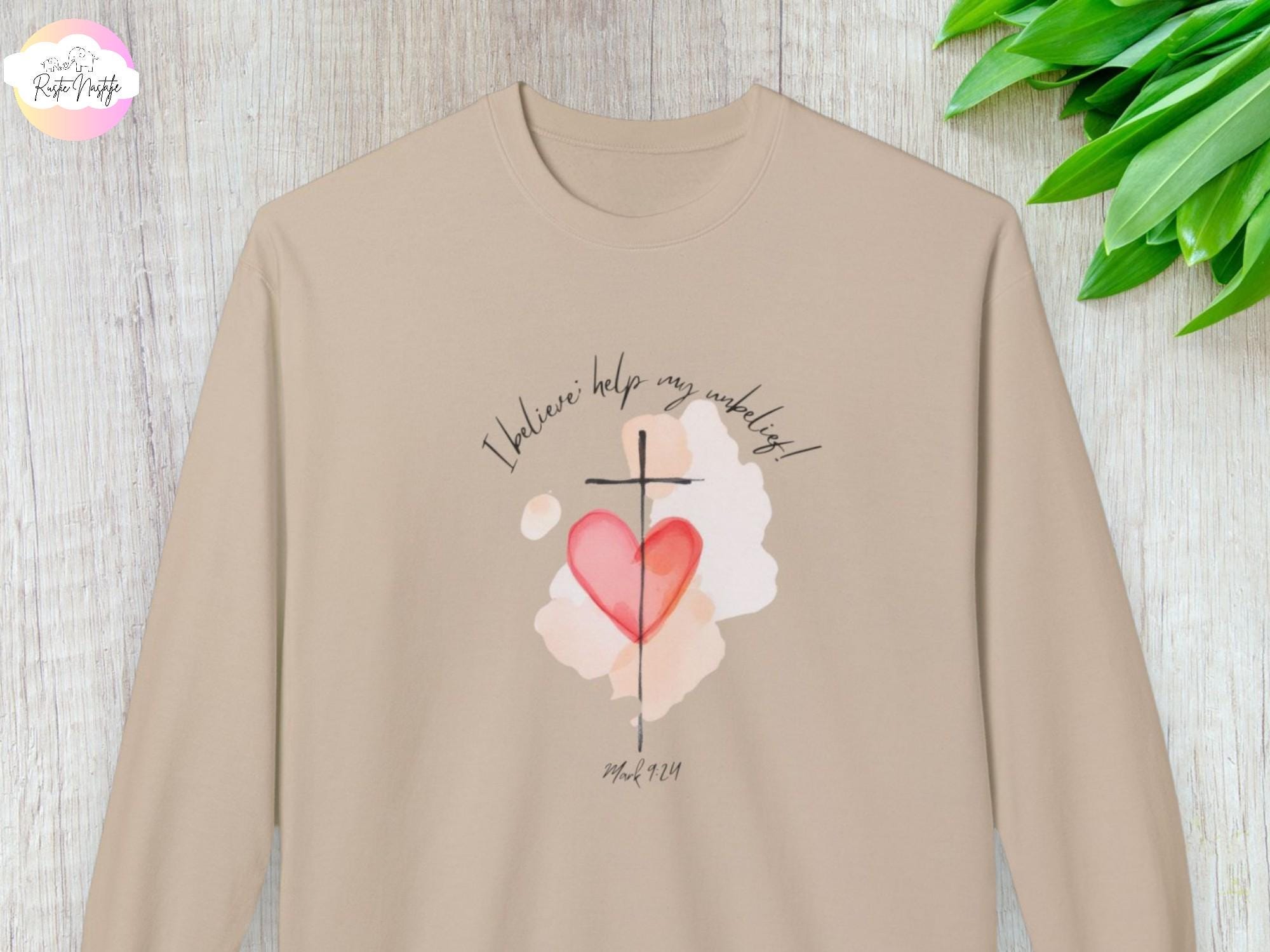 Christian T-Shirt: Watercolor Cross Heart Design, Mom Faith Tee