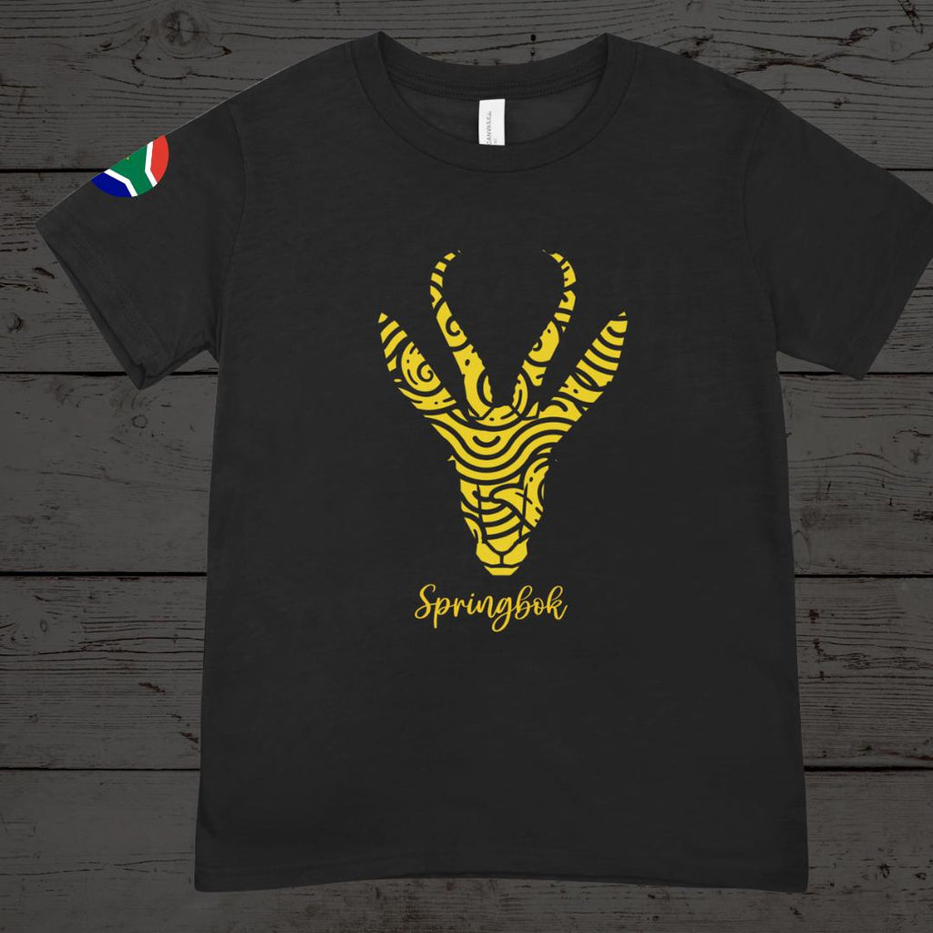 Springbok Rugby T-Shirt: South Africa Supporter Tee, African Tribal Design