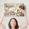 Blessed Women Wrangle Chickens Sign: Rustic Farmhouse Metal Wall Art