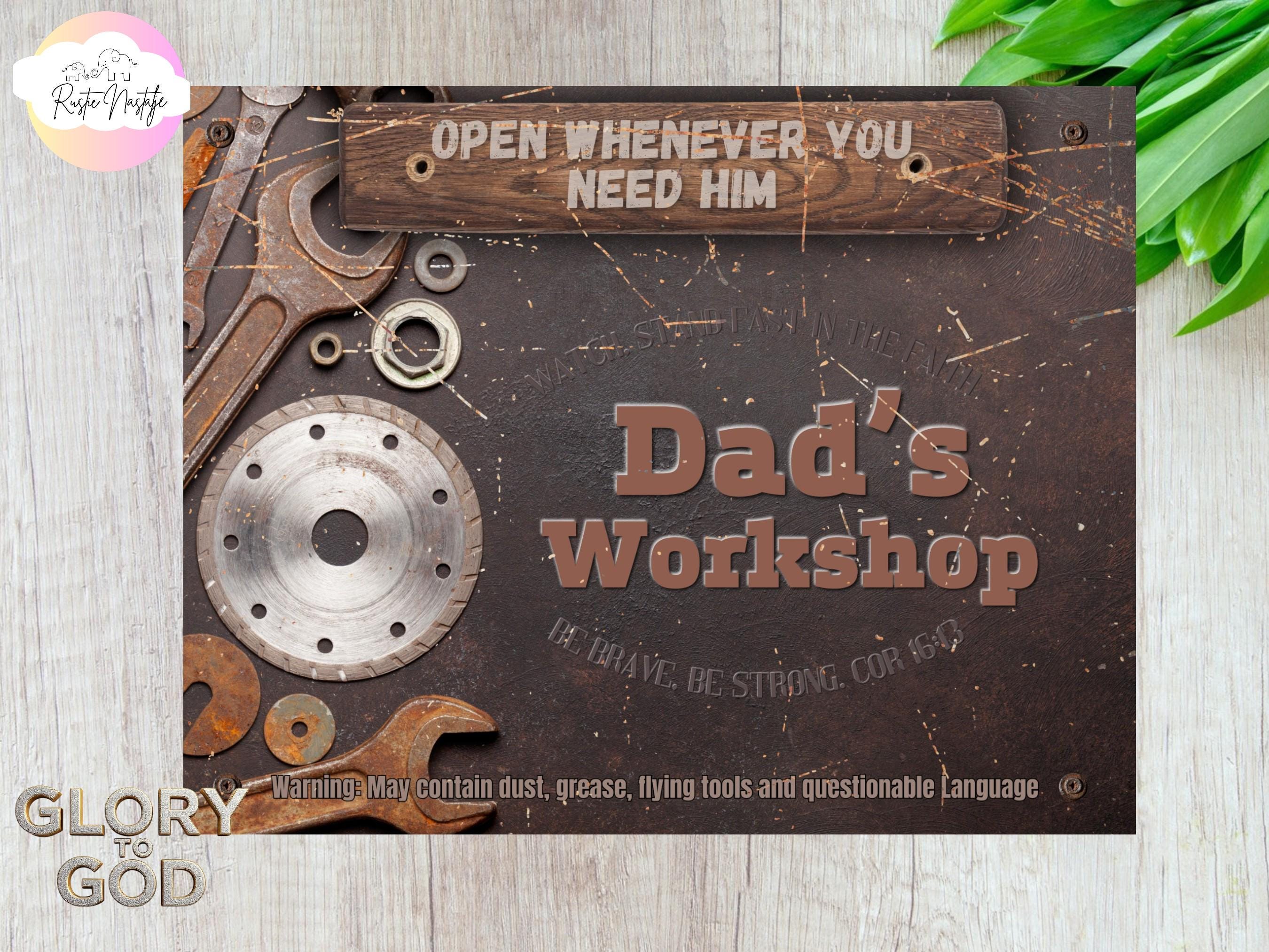 Custom Metal Workshop Sign: Vintage Garage Decor for Dad