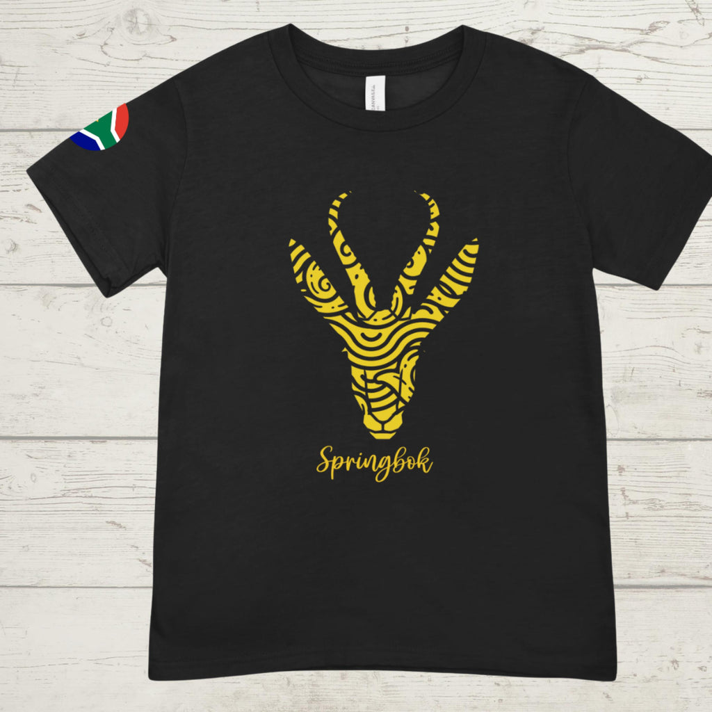 South Africa Rugby Kids T-Shirt: Springbok Supporter Green & Gold