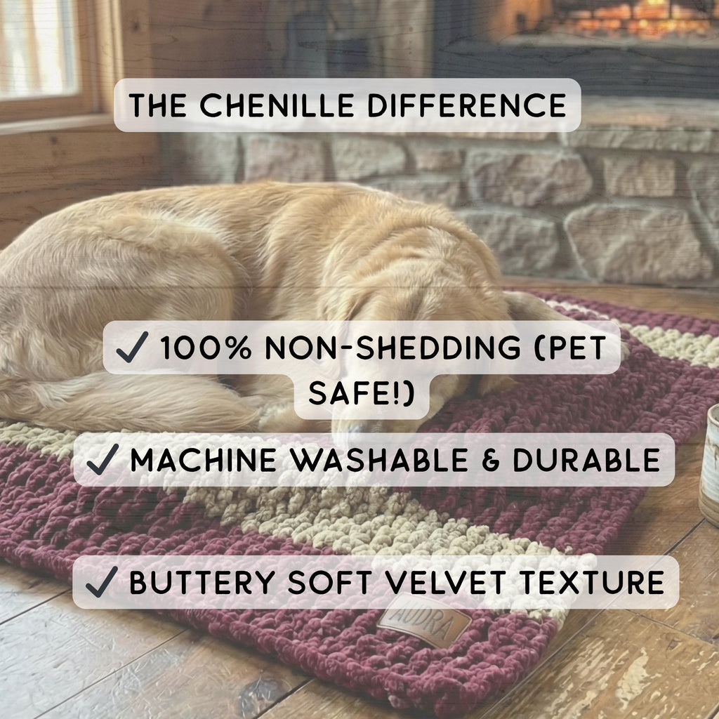 Custom Chunky Knit Dog Blanket, Soft Chenille Pet Bed, Washable Puppy Crate Liner, Hand Knitted Cat Mat, Boho Pet Gift, Pick Your Color