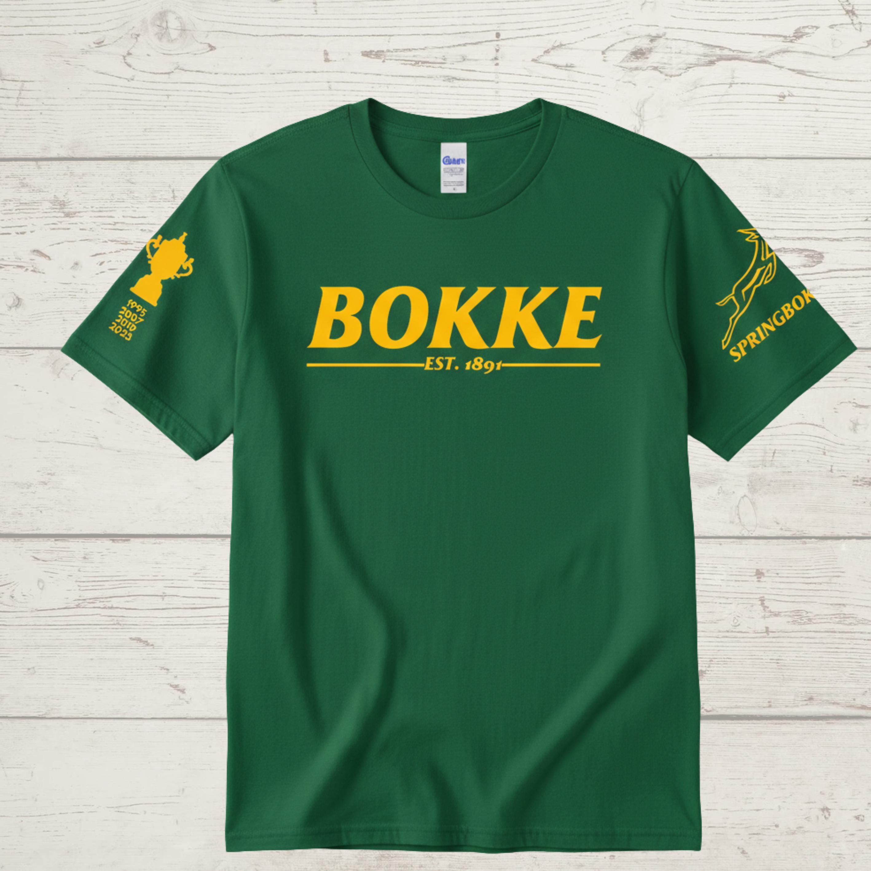 Springbok supporter Shirt, 2026 Rugby Tee, Bokke Game Day Apparel, South African Expat Gift, SA Fan T-Shirt, Green and Gold