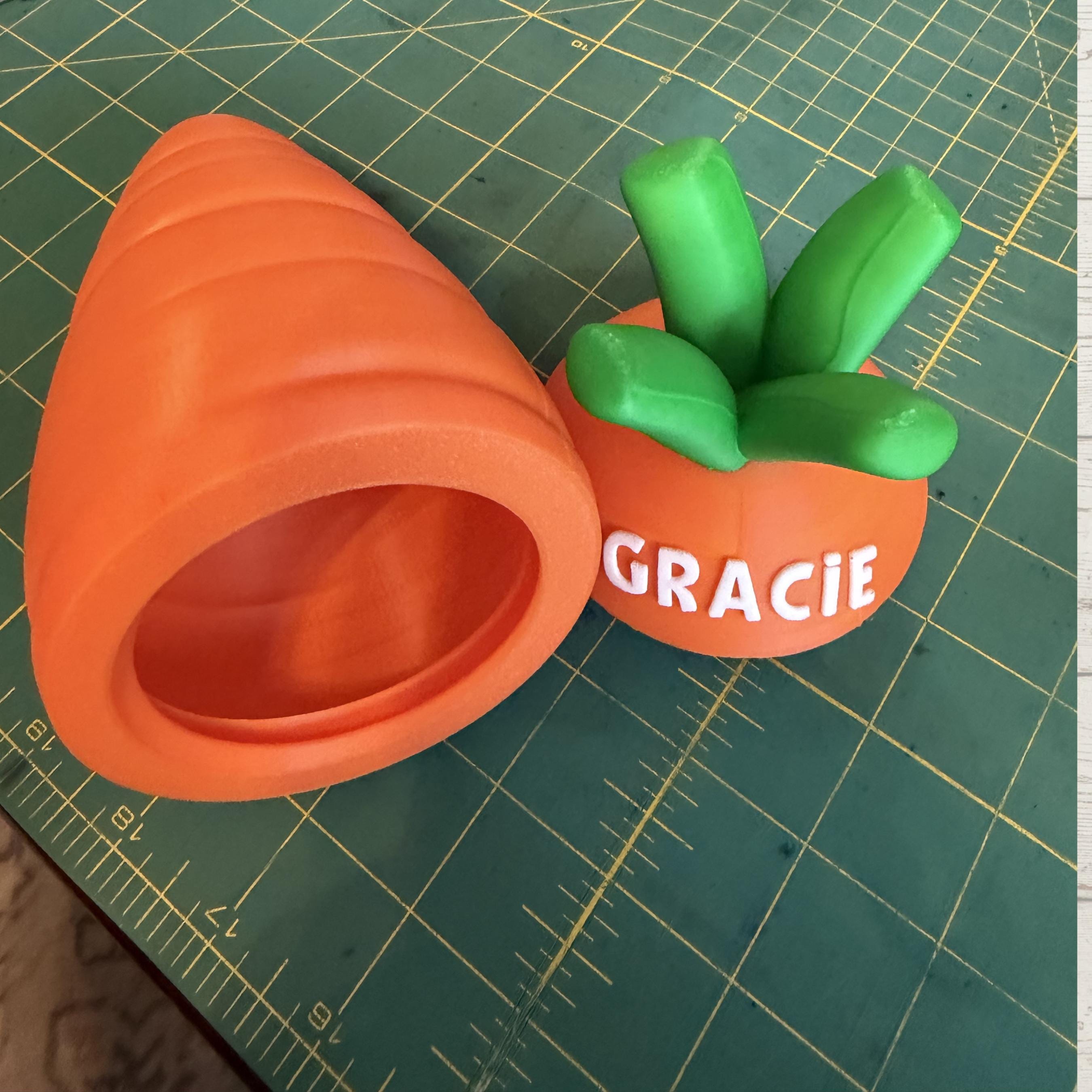 Personalized Easter Basket Carrot, Custom 3D Printed Carrot Treat Container with Name, Kids Easter Gift, Unique Easter Egg Alternative