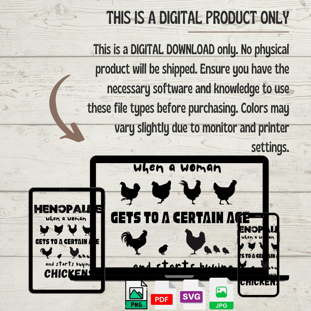 Henopause Funny Chicken Lady SVG: Rustic Farmhouse Design (Digital File)