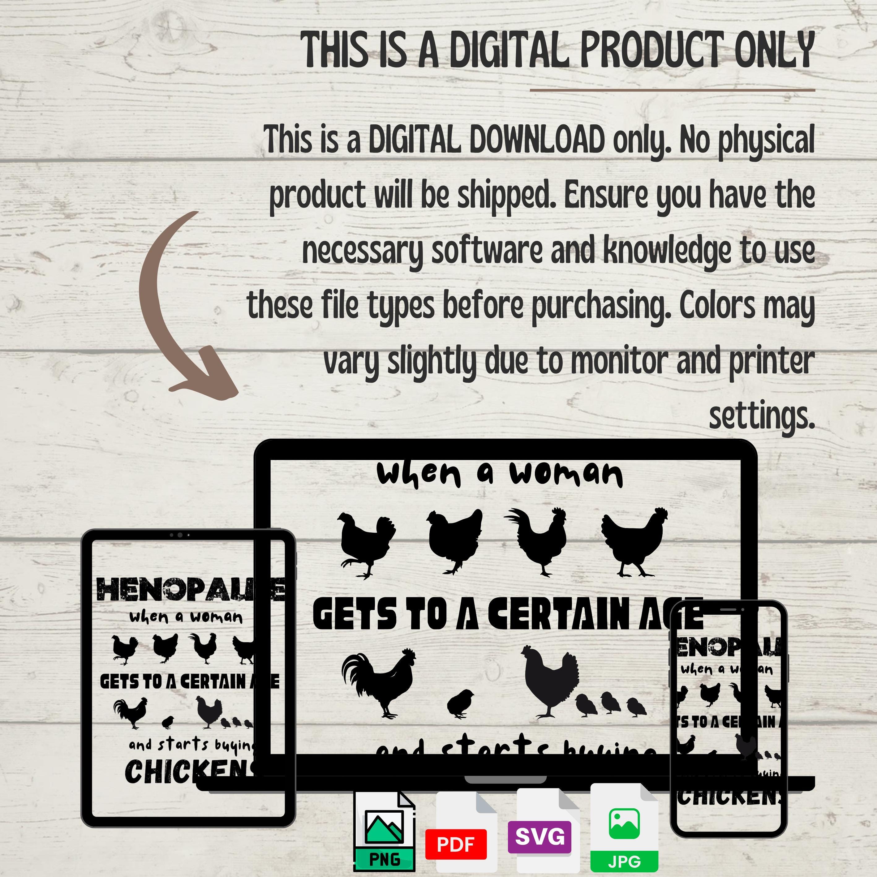 Henopause Funny Chicken Lady SVG: Rustic Farmhouse Design (Digital File)