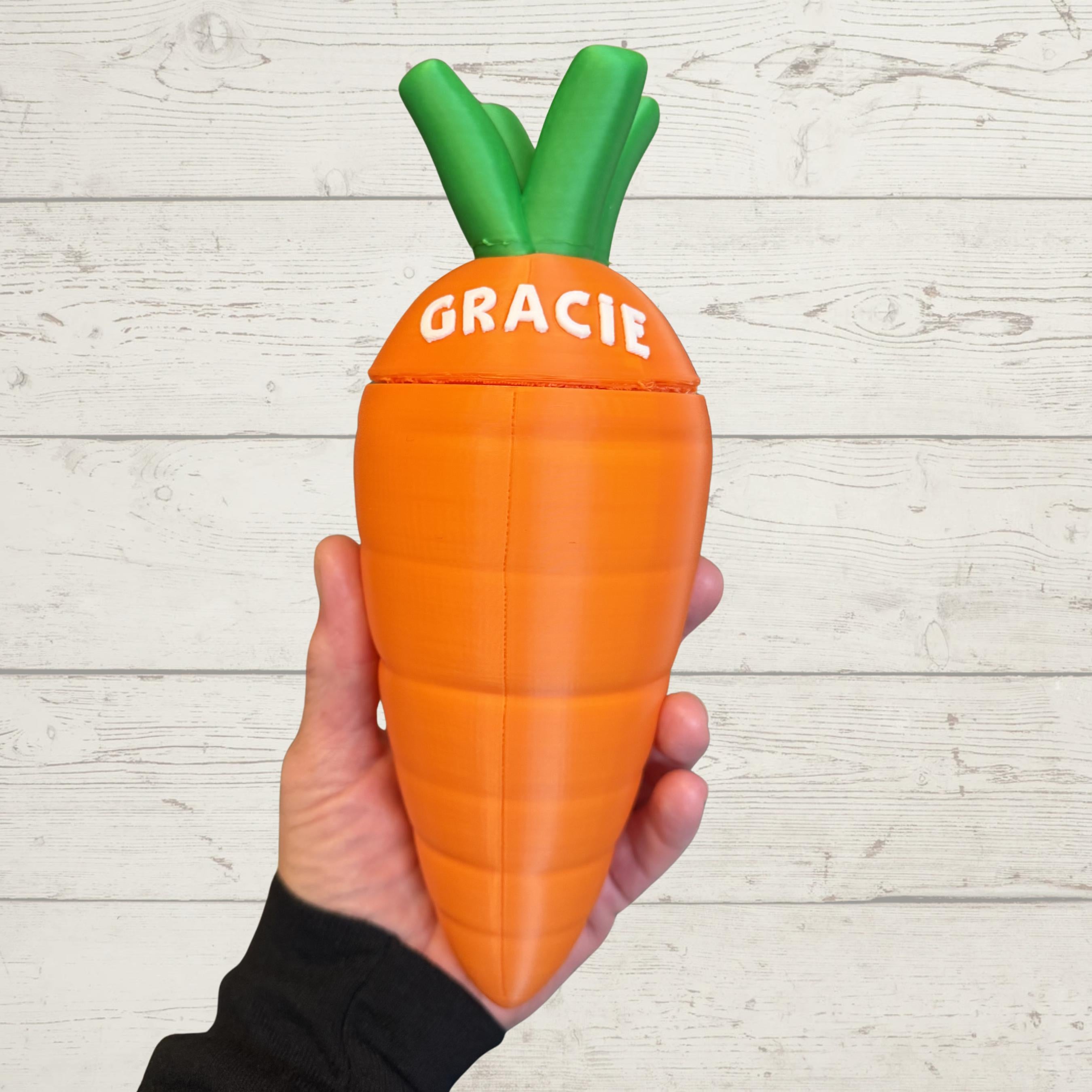 Personalized Easter Basket Carrot, Custom 3D Printed Carrot Treat Container with Name, Kids Easter Gift, Unique Easter Egg Alternative