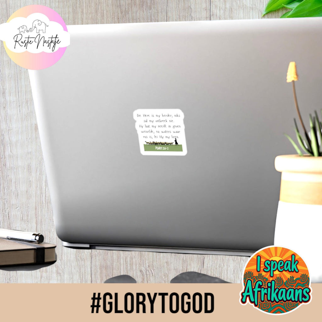 Psalm 23: Afrikaans Bible Verse Sticker - Waterproof Christian Decal