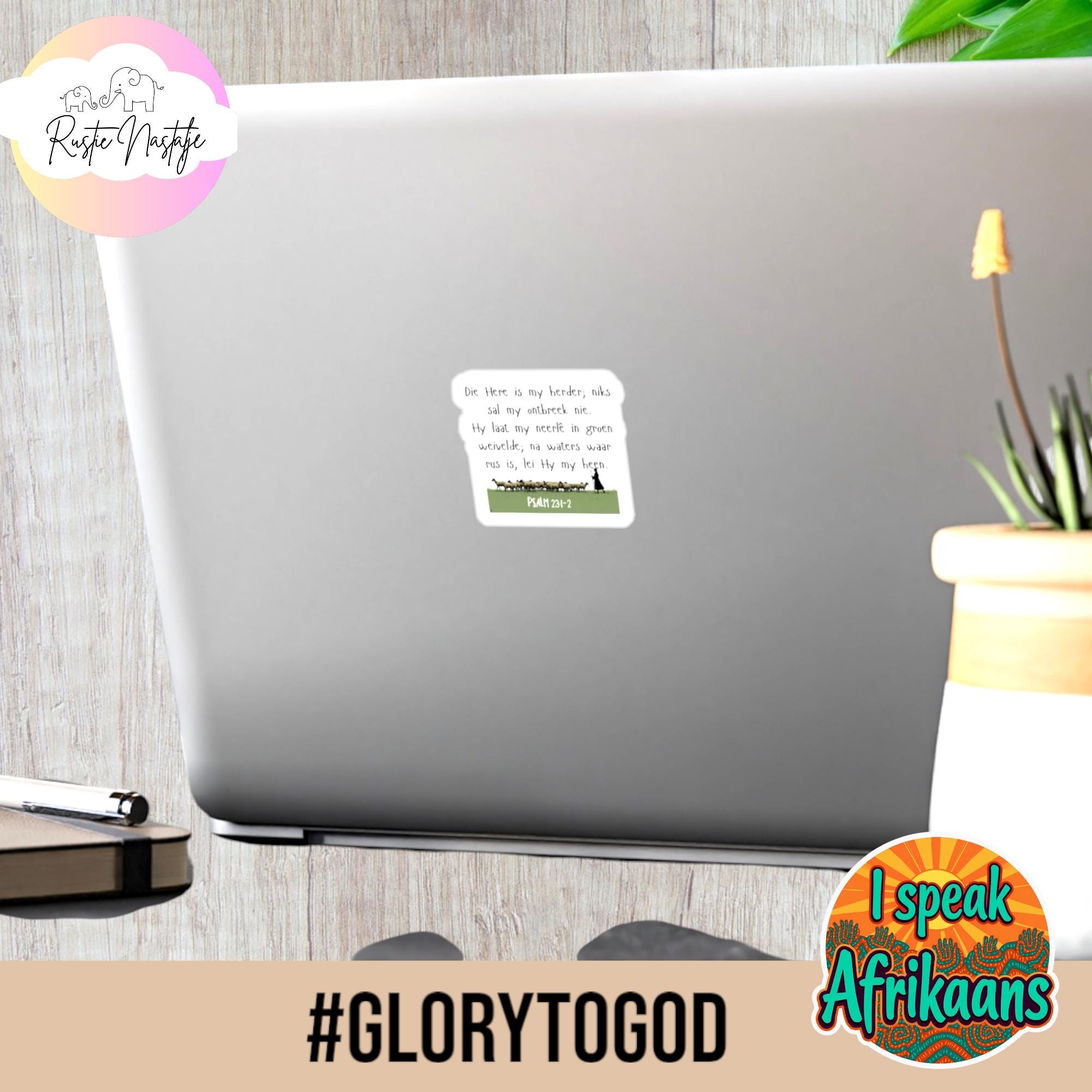 Psalm 23: Afrikaans Bible Verse Sticker - Waterproof Christian Decal