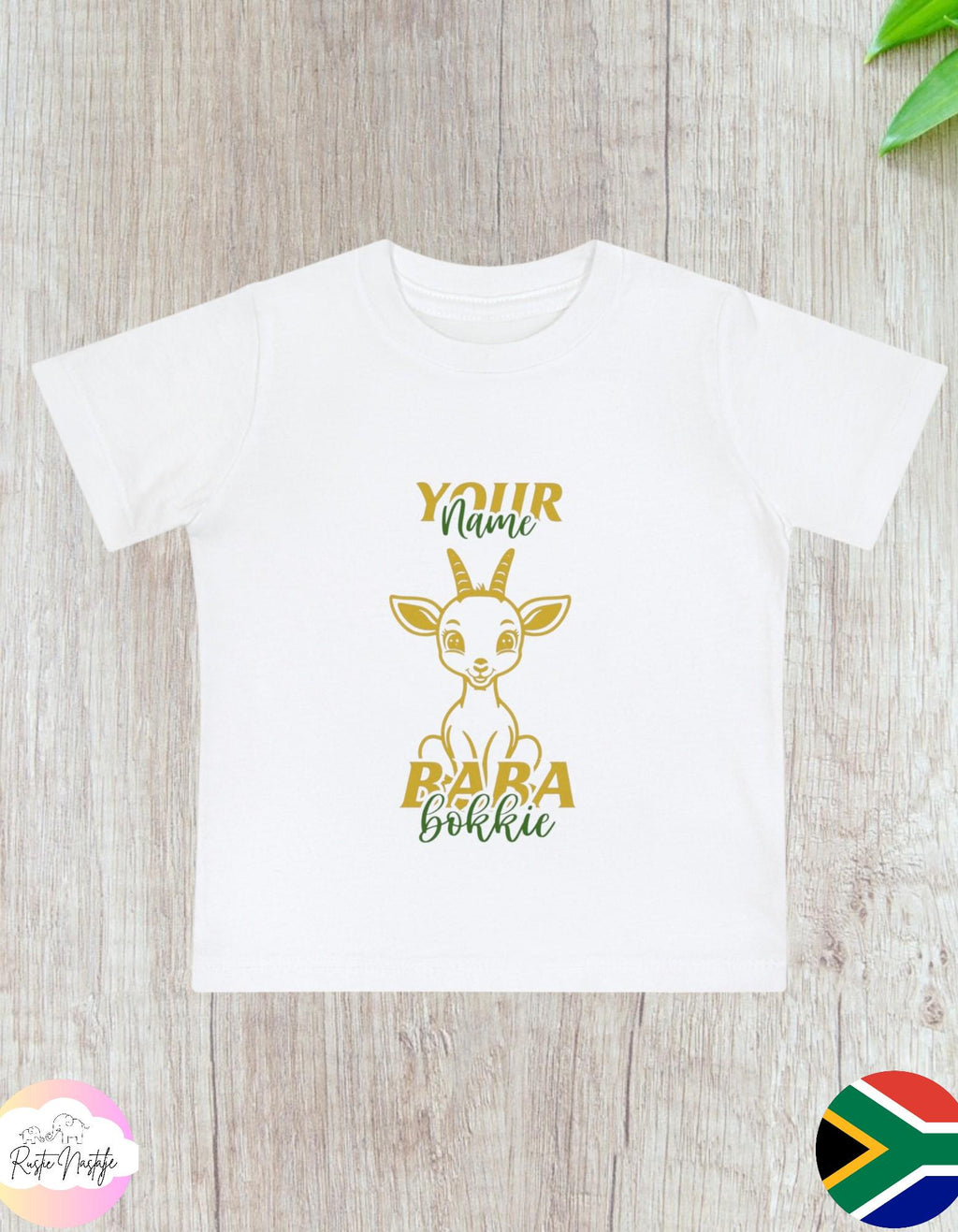 Personalized Baba Bokkie Baby T-Shirt: South African Rugby Fan