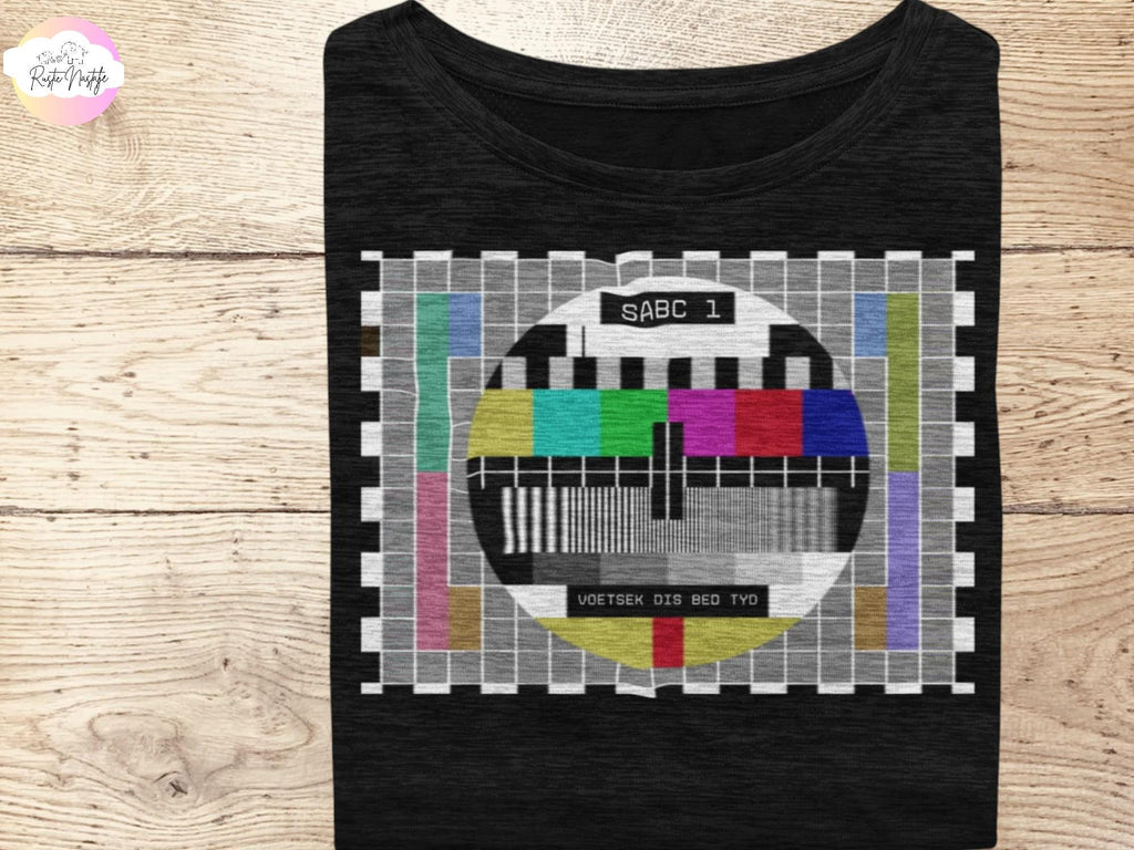 South African Test Pattern TV, Funny tshirt, Nostalgic memories, Voetsek dis nou bed tyd