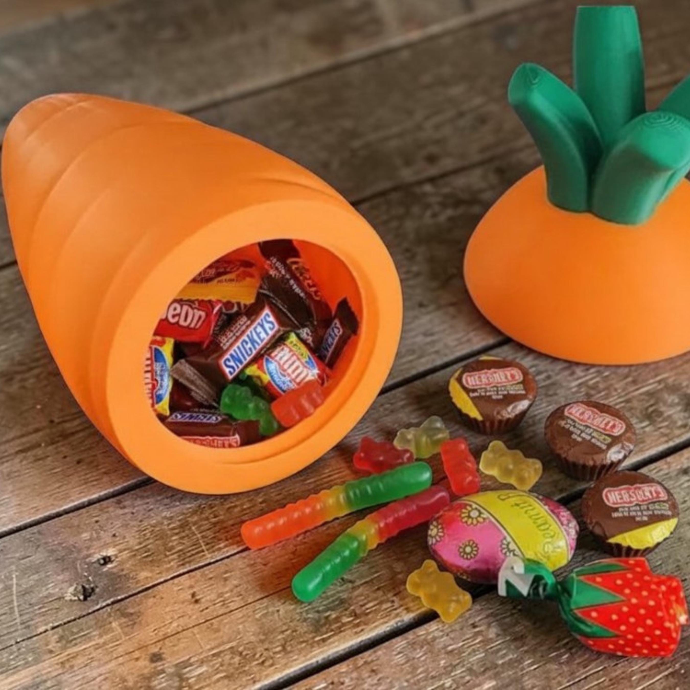 Personalized Easter Basket Carrot, Custom 3D Printed Carrot Treat Container with Name, Kids Easter Gift, Unique Easter Egg Alternative