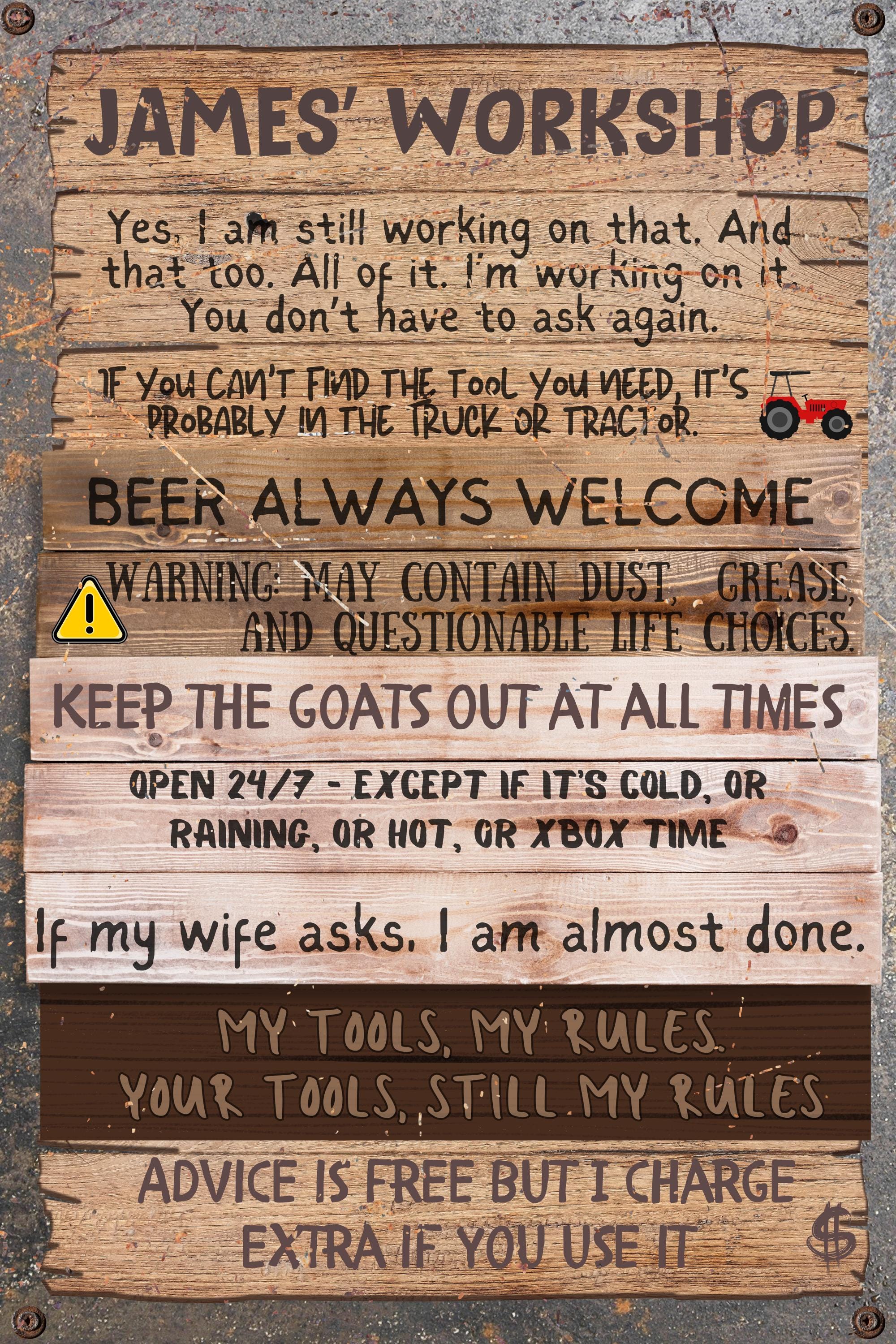 Custom Metal Garage Sign: Vintage Dad's Workshop Decor