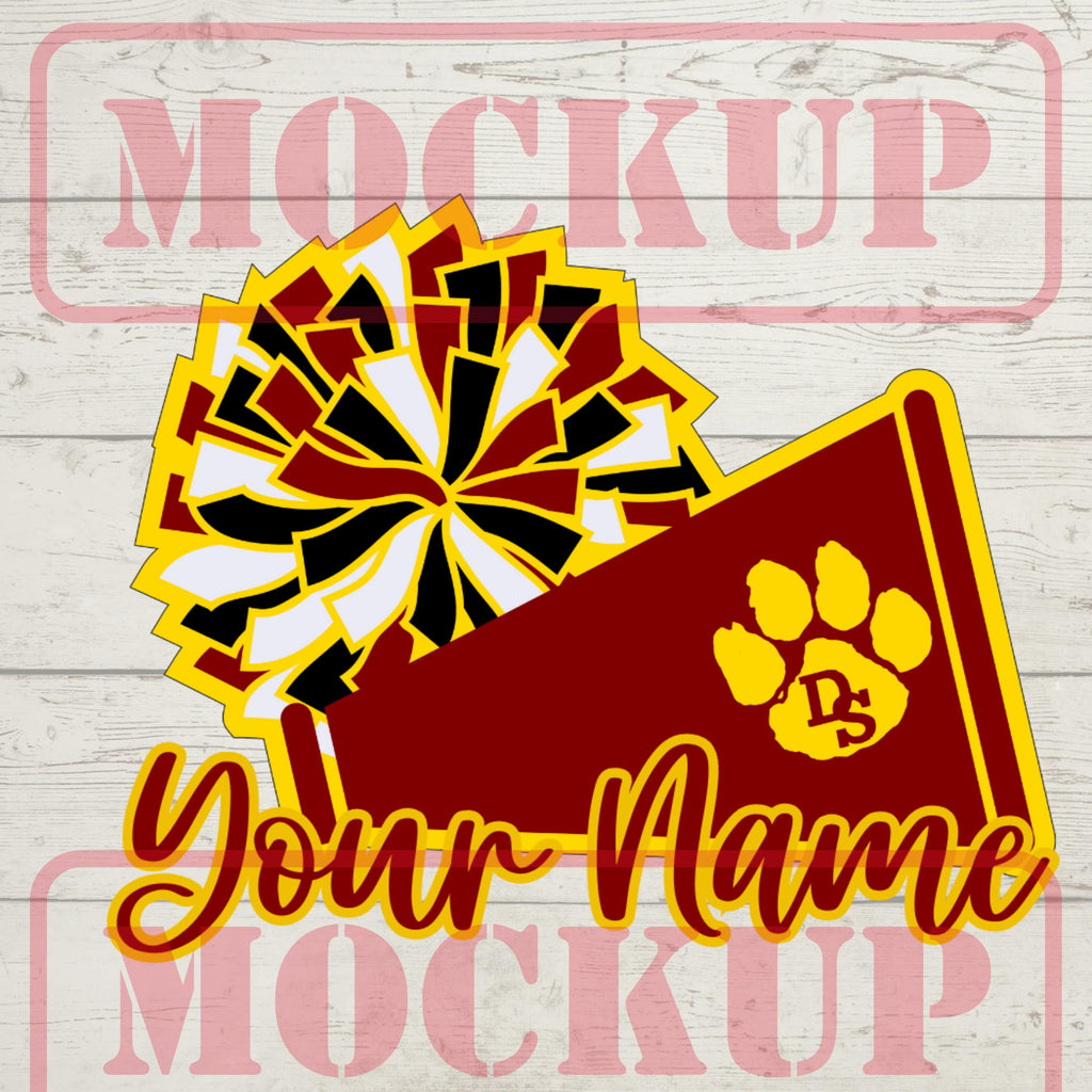 Custom Glitter Cheer Decal: Personalized Megaphone, Team Colors