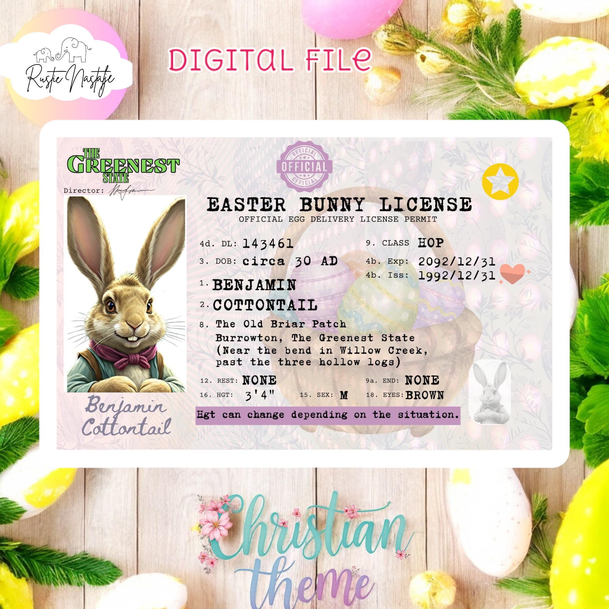 Easter Bunny License: Egg Delivery Permit, Easter Surprise (PNG File)